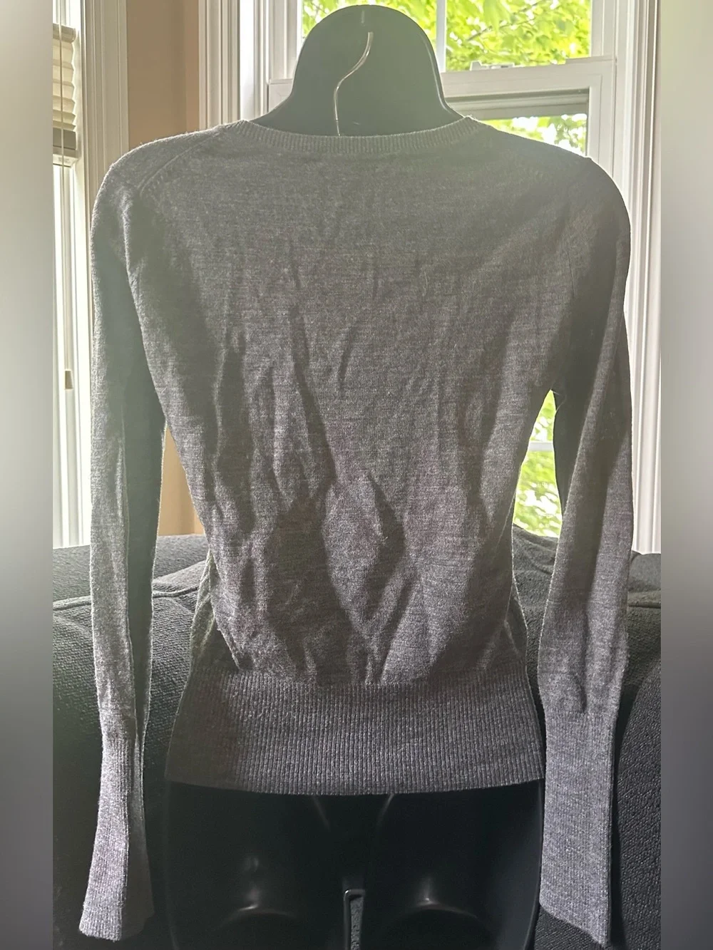 BCBGMaxAzria • 100% merino wool • v-neck sweater • charcoal gray • small